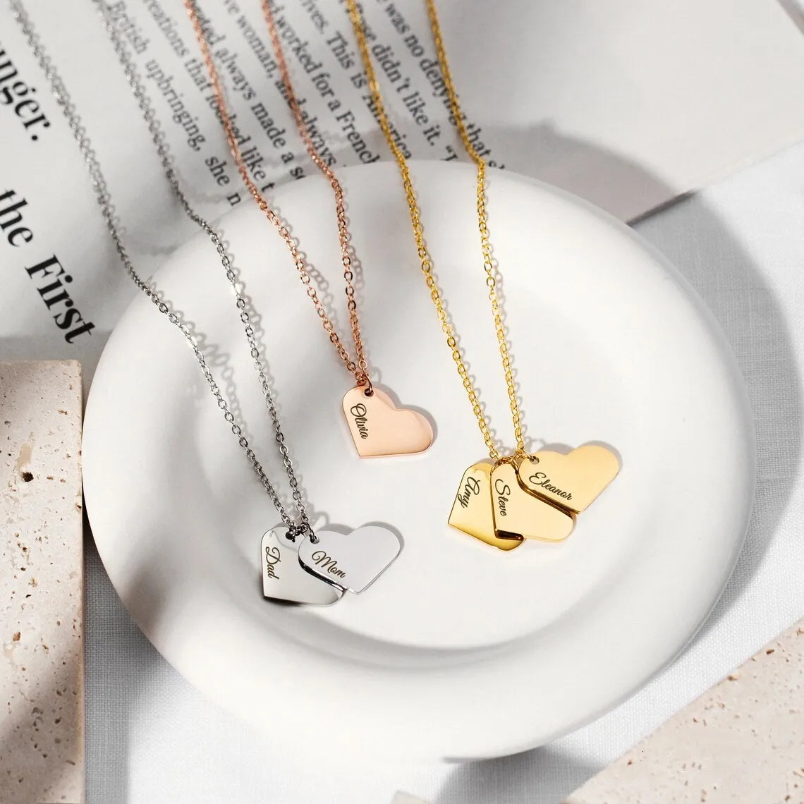 Collana con ciondolo a cuore con nome personalizzato personalizzato