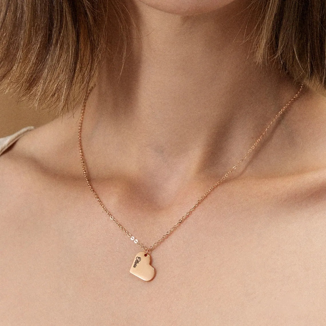 Collana con ciondolo a cuore con nome personalizzato personalizzato