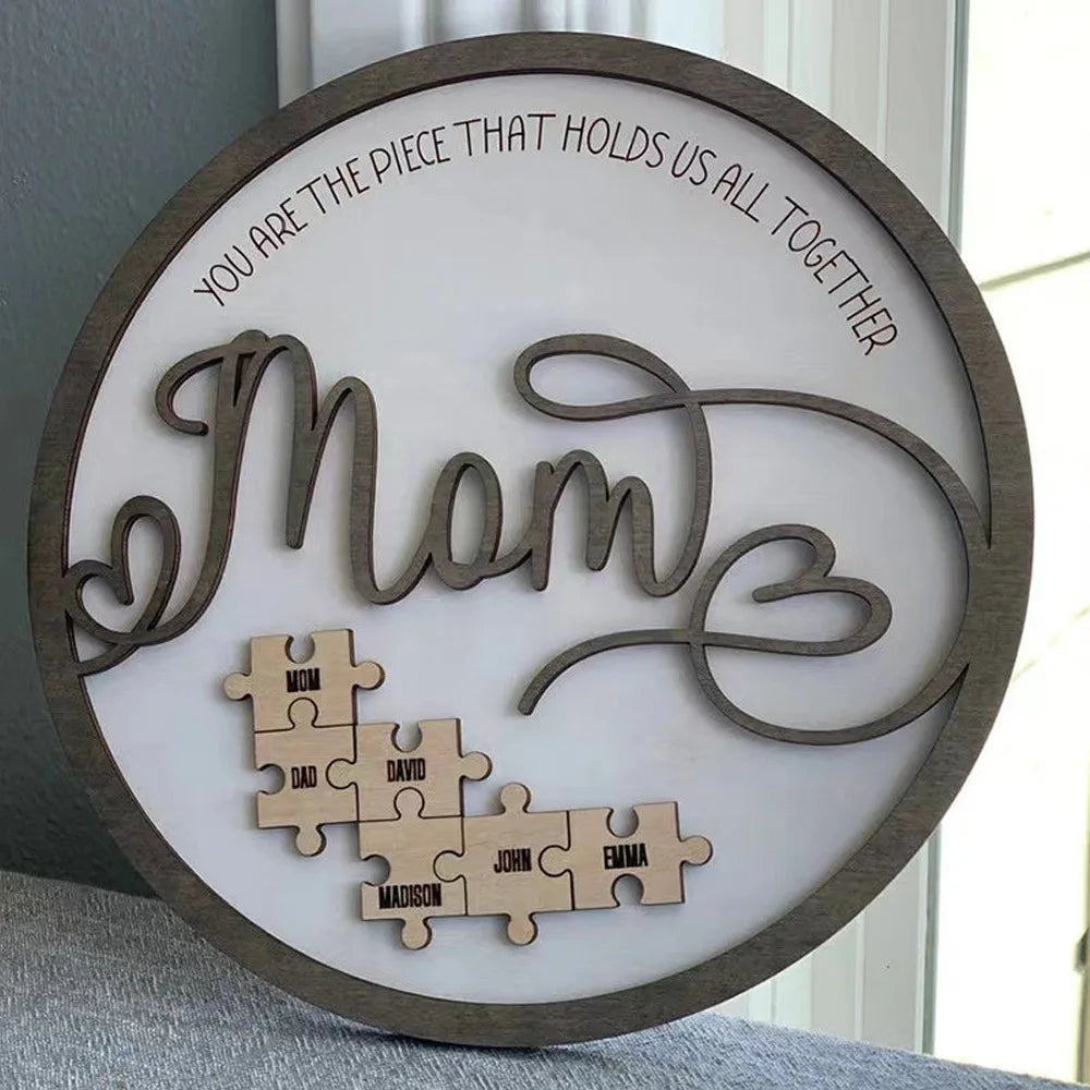 Custom Family Names Puzzle Wooden Craft Frame