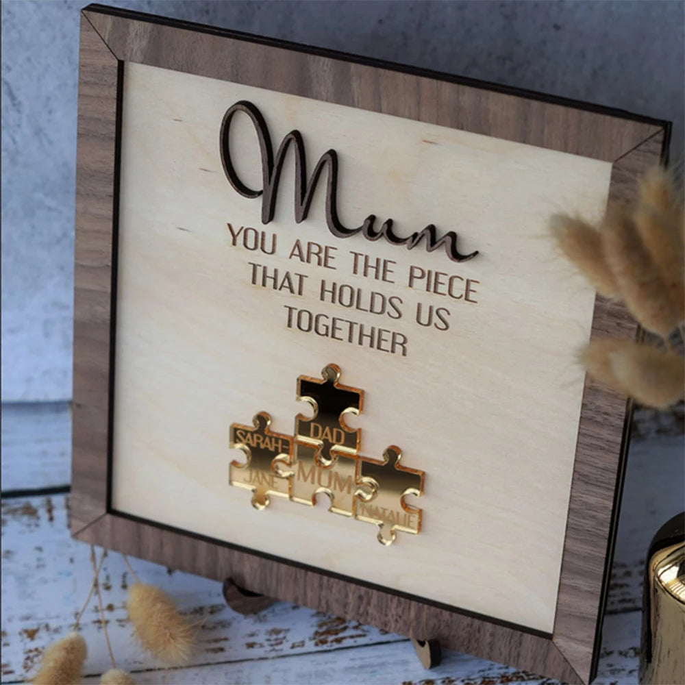 Custom Family Names Puzzle Wooden Craft Frame