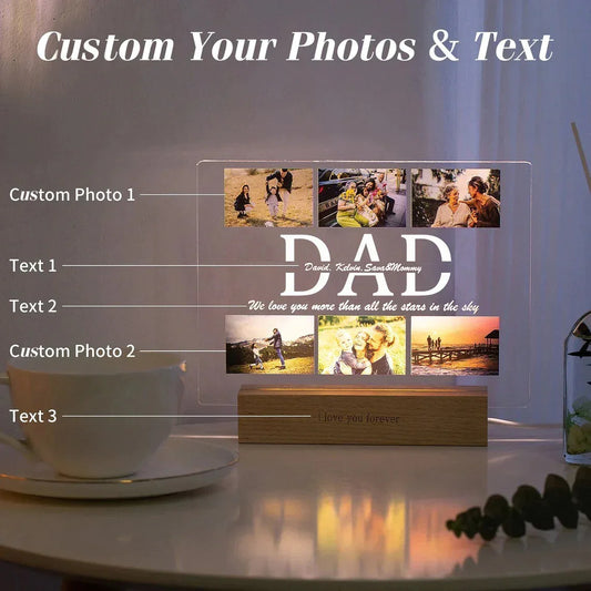 Luce notturna personalizzata per mamma/papà con multi-foto