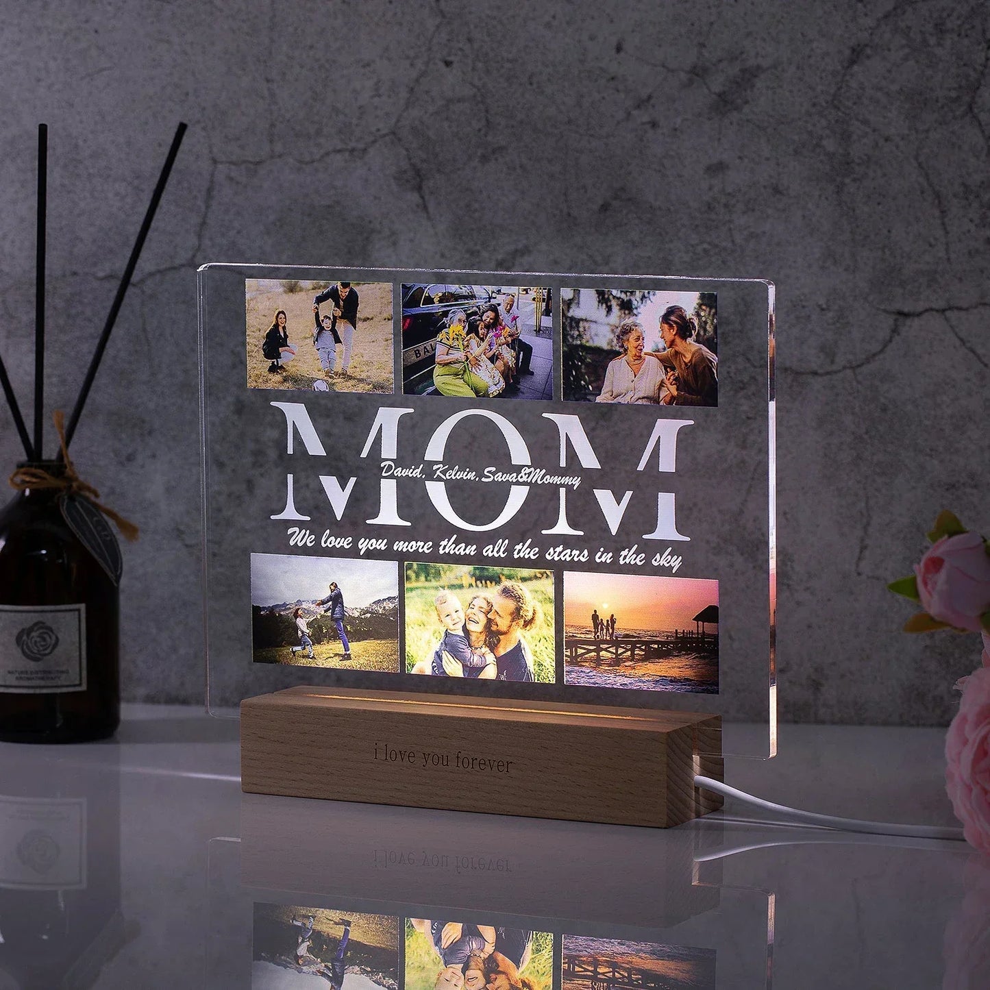 Personalized MOM/DAD Night Light with Multi-Photo